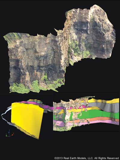 PhotoReal™ model and geological data model of outcropping