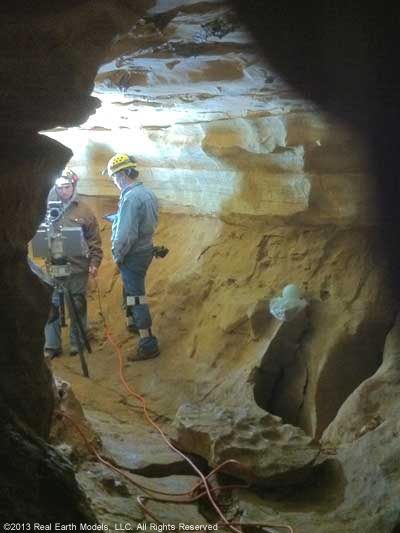 REM team deep in cave