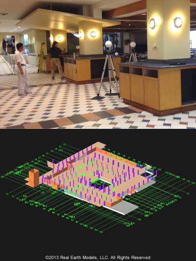 Photo and BIM model of U of North Texas student union