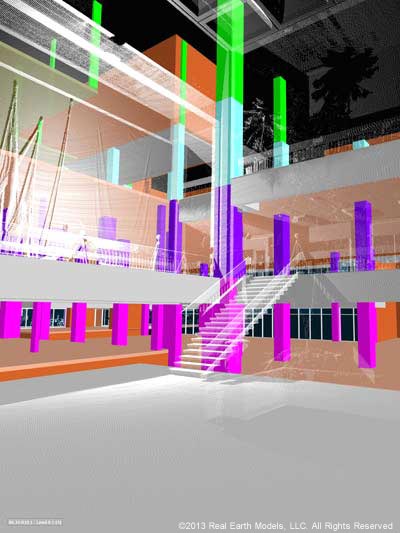Interior of U of North Texas student union BIM model