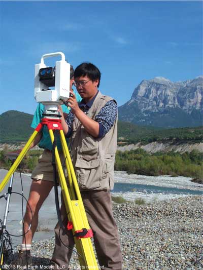 Laser scanner and Xueming Xue in remote location