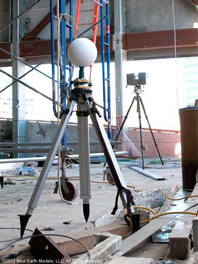 Laser scanner and target at Ross Perot museum