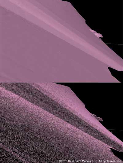 Topographic maps of bridge embankments