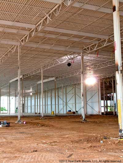 Photo of factory showing beams and columns