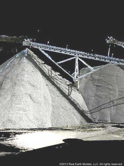 Laser image of crushed limestone pile