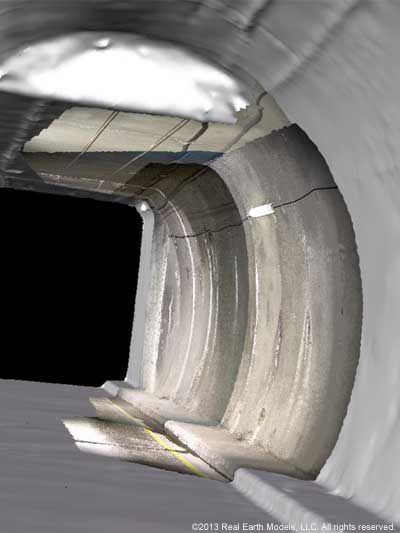 Image of MBTA tunnel with 3D PhotoReal™ Model segments
